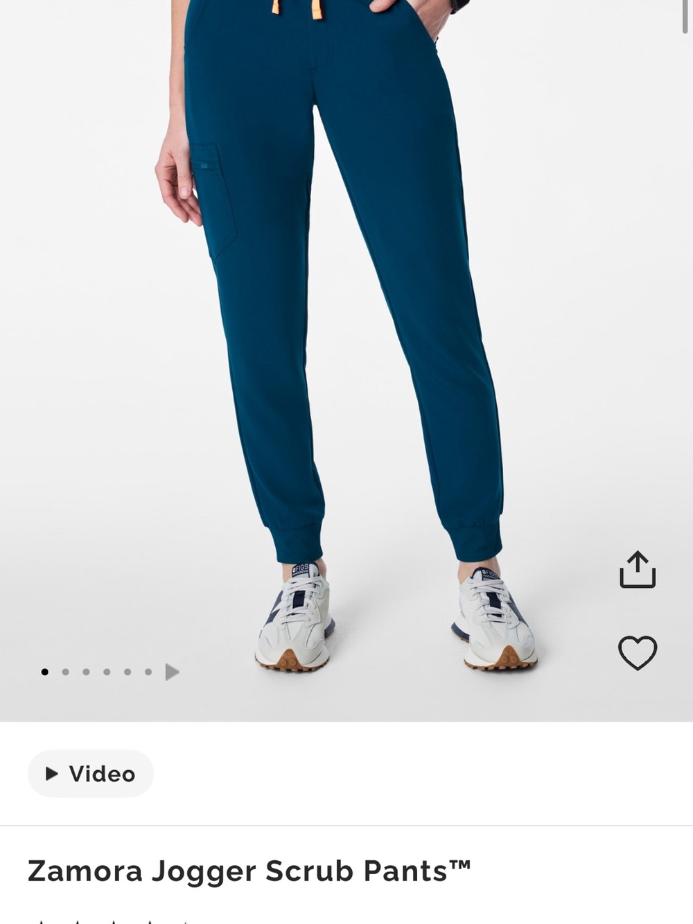 Figs Zamora Jogger Scrub Pants Teal with orange Drawstring